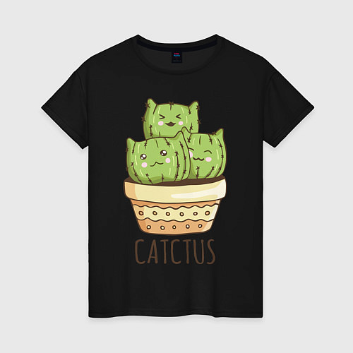 Женская футболка Catctus / Черный – фото 1