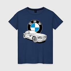 Футболка хлопковая женская BMW, цвет: тёмно-синий