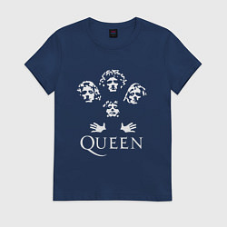 Футболка хлопковая женская QUEEN НА СПИНЕ, цвет: тёмно-синий