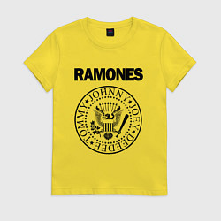 Футболка хлопковая женская RAMONES, цвет: желтый