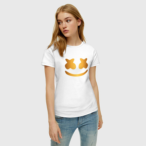 Женская футболка Marshmello gold / Белый – фото 3