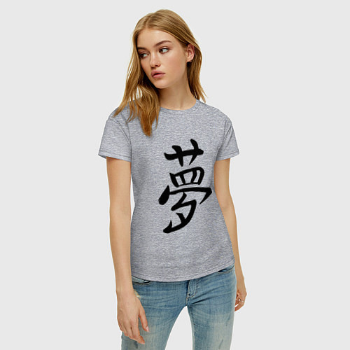 Женская футболка Японский иероглиф Мечта / Меланж – фото 3