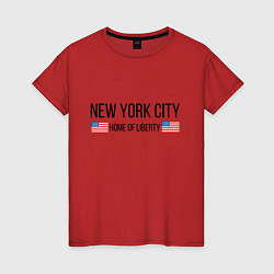 Футболка хлопковая женская NEW YORK, цвет: красный