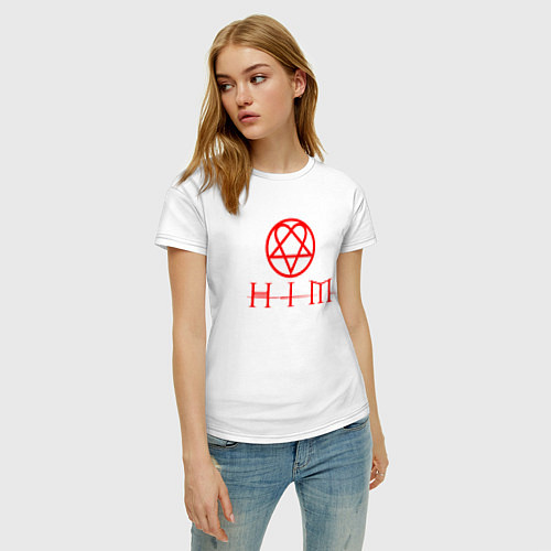 Женская футболка HIM LOGO RED / Белый – фото 3