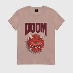 Футболка хлопковая женская DOOM, цвет: пыльно-розовый