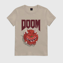 Футболка хлопковая женская DOOM, цвет: миндальный