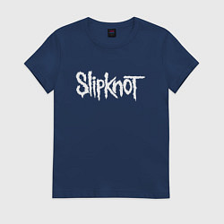 Футболка хлопковая женская SLIPKNOT НА СПИНЕ, цвет: тёмно-синий