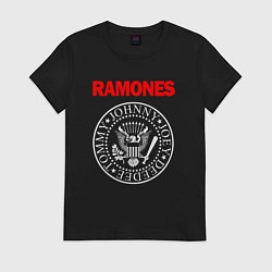 Футболка хлопковая женская RAMONES, цвет: черный