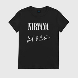 Футболка хлопковая женская NIRVANA АВТОГРАФ КУРТА КОБЕЙНА, цвет: черный