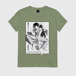 Футболка хлопковая женская Мисато Кацураги, цвет: авокадо