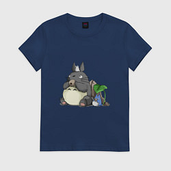 Футболка хлопковая женская Тоторо, цвет: тёмно-синий