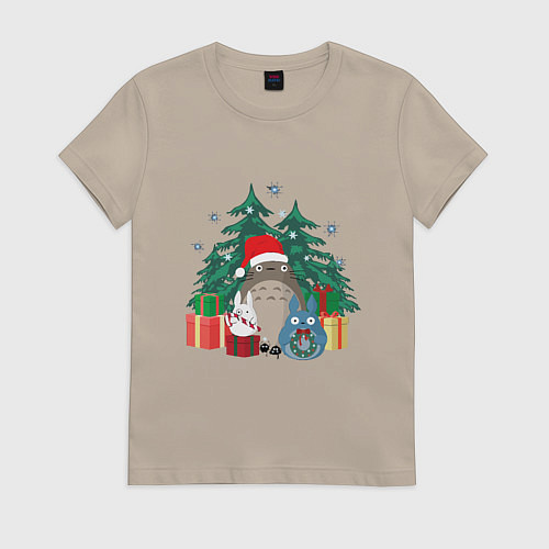 Женская футболка New Year Totoro / Миндальный – фото 1