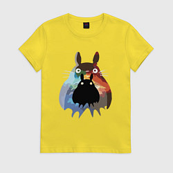 Футболка хлопковая женская Totoro, цвет: желтый