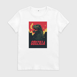 Футболка хлопковая женская Godzilla, цвет: белый