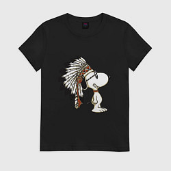 Футболка хлопковая женская Snoopy, цвет: черный