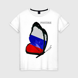 Футболка хлопковая женская Россия, цвет: белый