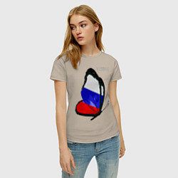 Футболка хлопковая женская Россия, цвет: миндальный — фото 2