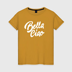 Футболка хлопковая женская Bella Ciao, цвет: горчичный