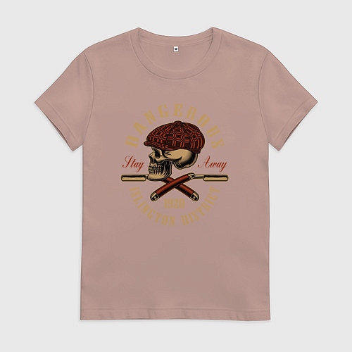 Женская футболка Острые козырьки Череп и бритвы / Пыльно-розовый – фото 1