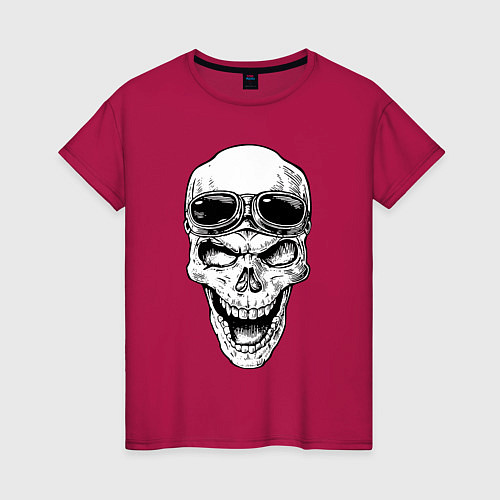 Женская футболка Skull and glasses / Маджента – фото 1