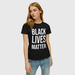 Футболка хлопковая женская BLACK LIVES MATTER, цвет: черный — фото 2