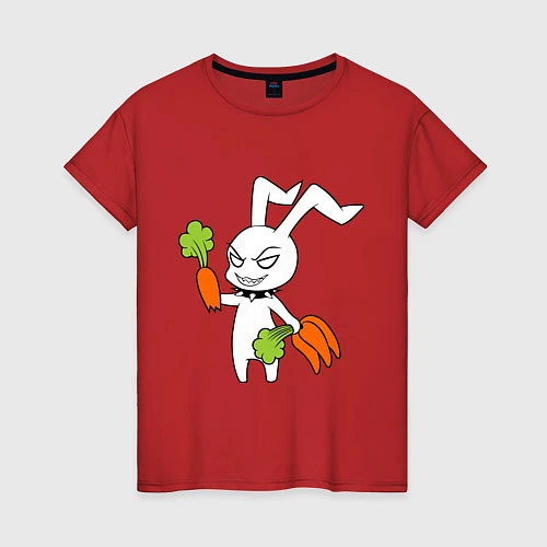 Женская футболка Злой заяц / Красный – фото 1