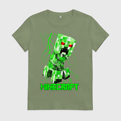 Футболка хлопковая женская MINECRAFT CREEPER, цвет: авокадо