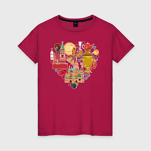 Женская футболка LOVE RUSSIA / Маджента – фото 1