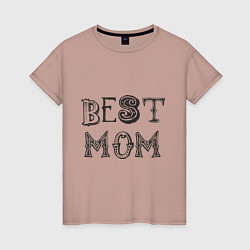 Футболка хлопковая женская Лучшая мама - best mom, цвет: пыльно-розовый