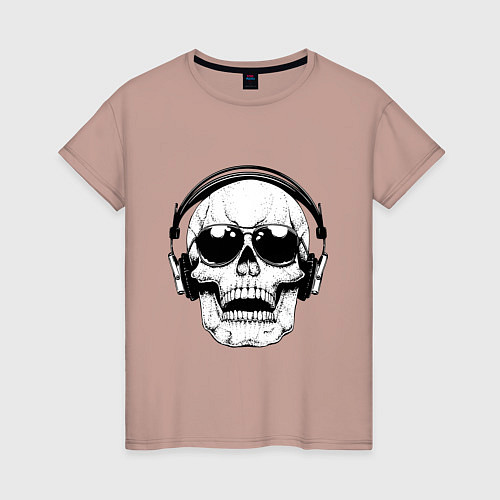 Женская футболка Skull Music lover / Пыльно-розовый – фото 1