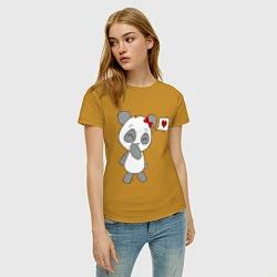 Футболка хлопковая женская Панда девочка, цвет: горчичный — фото 2