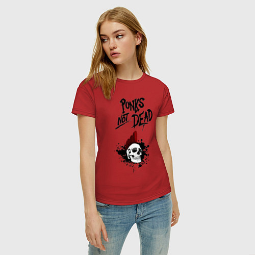 Женская футболка Punks not dead / Красный – фото 3