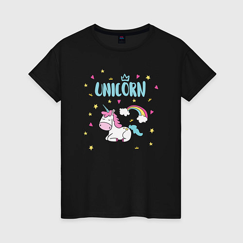Женская футболка Единорог Unicorn / Черный – фото 1