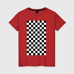 Футболка хлопковая женская Шахматный пол, цвет: красный