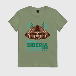 Футболка хлопковая женская Из Сибири с любовью, цвет: авокадо