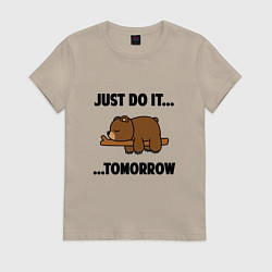 Футболка хлопковая женская Мишка, цвет: миндальный