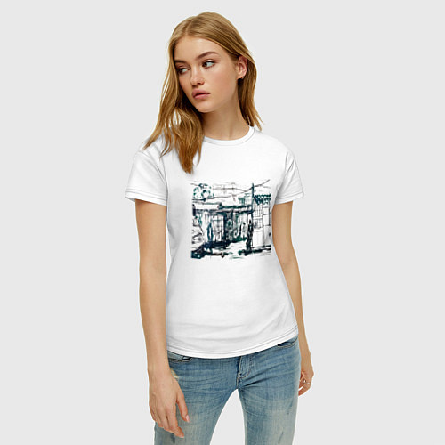 Женская футболка Скетч улицы / Белый – фото 3