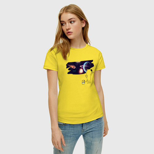 Женская футболка Котик рисует космос / Желтый – фото 3