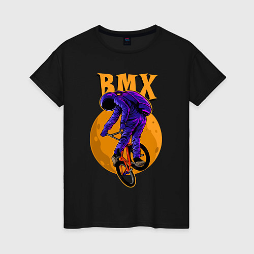 Женская футболка BMX - moon - space / Черный – фото 1