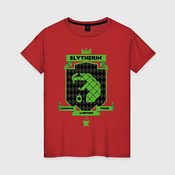 Футболка хлопковая женская Slytherin, цвет: красный