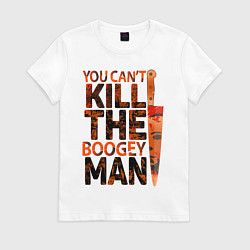 Футболка хлопковая женская Kill the boogey man, цвет: белый