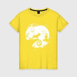 Футболка хлопковая женская Полнолуние Французский бульдог, цвет: желтый