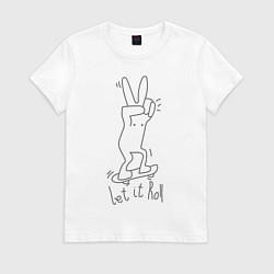 Футболка хлопковая женская Let it Roll, цвет: белый