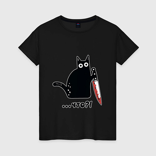 Женская футболка Милый кот / Черный – фото 1