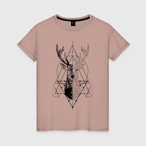 Женская футболка Polygonal deer / Пыльно-розовый – фото 1