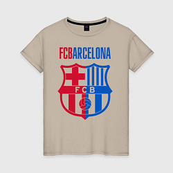 Футболка хлопковая женская Barcelona FC, цвет: миндальный