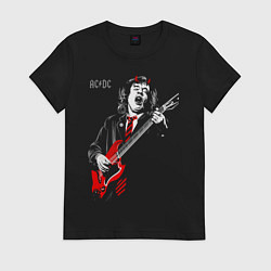 Футболка хлопковая женская ACDC Angus Young, цвет: черный
