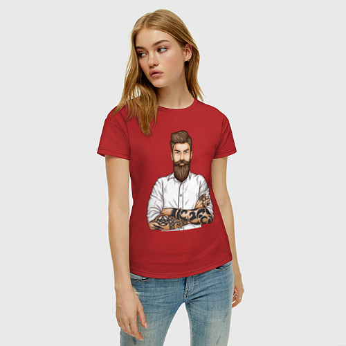 Женская футболка Хипстер / Красный – фото 3