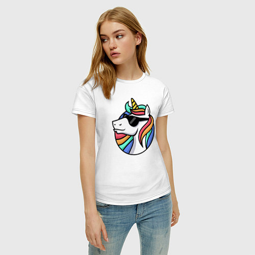 Женская футболка Стильный единорог / Белый – фото 3