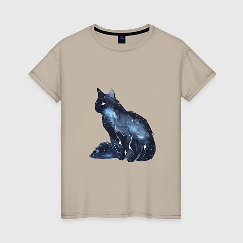 Женская футболка Космический кот / Миндальный – фото 1